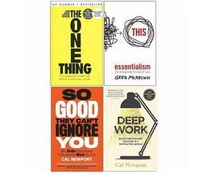 Essentialism,Deep Work,One Thing,So Good They Can't Ignore You 4 Books Set