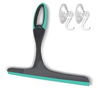 Essentiality Multipurpose Window Squeegee with 2 Strong Suction Hooks, Shower squeegees for Kitchen, Bathroom, Mirrors - Plastic Window Cleaner with Rubber Blade