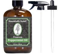 Essentially KateS Peppermint Essential Oil 4 oz. with Huge Glass Bottle, Glass Dropper, and Sprayer. Detailed User's Guide E-Book. Skin Care, Garden Care, and Hair Care.