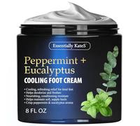 Essentially KateS Peppermint + Eucalyptus Cooling Foot Cream 8 Fl Oz - Relieves Dry, Cracked, Tired Feet - Deep Hydration with Ceramides - Non-Greasy Formula