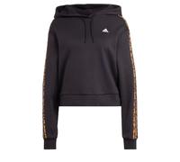 Essentials 3-Stripes Animal Print Relaxed Hoodie, Black / Magic Beige, XL