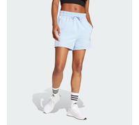 adidas Women's Essentials 3-Stripes Cotton Shorts, Glow Blue/White, S