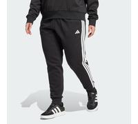 adidas Women's Essentials 3-Stripes Fleece Slim Pants (Plus Size), Black/White, XXL Plus