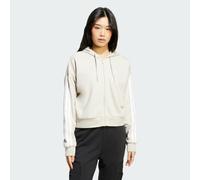 adidas Women's ESSENTIALS 3-STRIPES FRENCH TERRY FULL ZIP HOODIE, wonder alumina/white, L