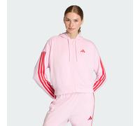 adidas Women's ESSENTIALS 3-STRIPES FRENCH TERRY FULL ZIP HOODIE, clear pink/pure ruby, S