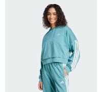 adidas Women's ESSENTIALS 3-STRIPES FRENCH TERRY QUARTER-ZIP HOODIE, Powder Teal/White, L
