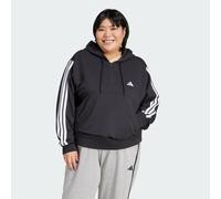 adidas Women's ESSENTIALS 3-STRIPES FRENCH TERRY QUARTER-ZIP HOODIE (PLUS SIZE), black/white, 3XL Plus