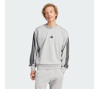 adidas Men's ESSENTIAL THREE STRIPES FRENCH TERRY SWEATSHIRT, Medium Grey Heather/Black, XS