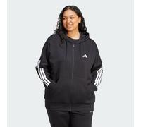 adidas Women's Essentials 3-Stripes Full-Zip Fleece Hoodie (Plus Size) Sweatshirt, Black/White, 4XL Plus