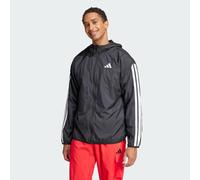 adidas Men's Essential Three Stripes Windbreaker Coat, Black/White, XL