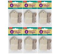 Essentials By Leisure Arts Bundle Wood Tag 6Pk of 4Pc - Perfect Unfinished Wooden Tags with Holes, Ideal for DIY Projects & Crafts, Great Wood Tags for Crafts with Holes