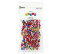 Essentials By Leisure Arts Pony Bead 6Mm X 9Mm Metallic Mix Opaque Plastic Pony Beads Bulk 500 Pieces for Arts, Crafts, Bracelet, Necklace, Jewelry Making, Earring, Hair Braiding