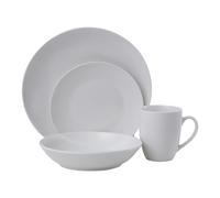 Essentials by Premier 16-Piece Dinner Set, Modern White Porcelain Dinner Set, 16 Piece White Dinner Set Ideal for Four Diners