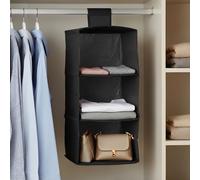 Essentials by Premier 3 Sections Black Hanging Garment Organiser