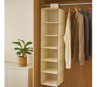 Essentials by Premier 6 Section Cream Hanging Garment Organiser