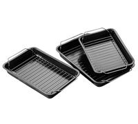 Premier Housewares Roasting Trays with Rack - Set of 3,Black,H24.50 x W35 x D9.50cm