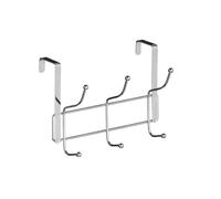 Essentials by Premier Over Door 6 Hook Hanger, Chrome Finish Rack With Multiple Hooks For Coats, Towels Or Bags