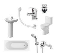 Essentials Complete Bathroom Suite with Single Ended Bath & Bath Shower Mixer -1700mm