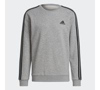 adidas Men's Essentials Fleece 3-Stripes Sweatshirt, Medium Grey Heather / Black, L
