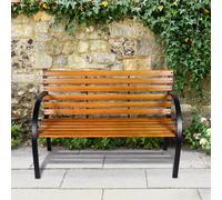 Essentials Garden Bench Steel and Hardwood 12 Slat by Croft - 2 Seat