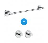 Essentials Set of 2 wall hooks concealed fixing + Metal towel bar (40364001 + 40688001)