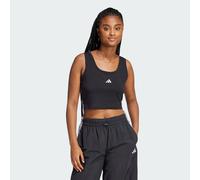 adidas Women's Essentials Small Logo Cotton Lifestyle Tank, Black/White, L