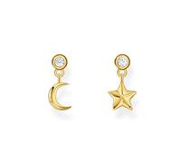 Essentials Sterling Silver Gold Plated Star And Moon Pendant Stud Earrings H2293-414-14