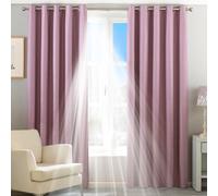 Paoletti Two Curtain Panels, Polyester, Mauve, 90 x 90 (229 x 229 cm)