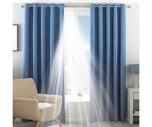 Essentials Twilight Thermal Blackout Eyelet Curtains in Mid Blue | Size: 168 cm width x 229 cm drop Essentials Mid Blue 168 cm width x 229 cm drop