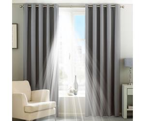 Essentials Twilight Thermal Blackout Eyelet Curtains in Silver | Size: 168 cm width x 137 cm drop Essentials Silver 168 cm width x 137 cm drop