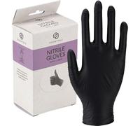 Essentialz Black Nitrile Disposable Gloves, Large, Pack of 20, Latex-Free, Powder-Free, Food Safe, CE Certified, Extra Soft & Elastic for Cleaning, Cooking, Tattoo & Salon