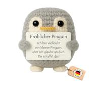ESSENTIVAL Premium Handmade Positive Penguin Pocket Hug Made of Knitting Wool, Small Hug, Creative Lucky Charm for Exam, Graduation, Courage, Get Well Soon Gift, Potato (Penguin)