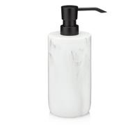 Essentra Home White Marble Soap Dispenser with Black Pump, Refillable Liquid Soap Dispenser for Bathroom & Kitchen. 16 Oz. Capacity.