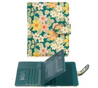 esseroo passport holder, passport cover, vaccine card holder, waterproof leather travel wallet with rfid blocking for men/women, green floral, Classic