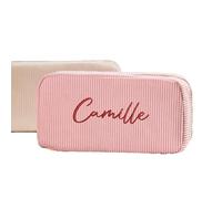 Esseur Personalized Embroidered Corduroy Cosmetic Bag - Travel Makeup Pouch, Bridesmaid Proposal Gift for Women, Black,Beige,Pink ,Purple, Standard, Women's Cosmetic Bag