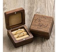 Esseur Personalized Wooden Wedding Ring Box, Walnut Wooden Double Ring Box, Wedding Birthday Gifts for Her