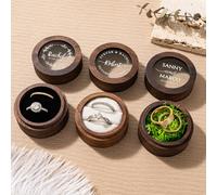 Esseur Wooden Ring Box Personalized for Wedding Proposal, Double Ring Boxes for Ceremony, Newlywed Gift for Her His