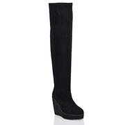 ESSEX GLAM Ladies Over The Knee High Platform Wedge Heel Womens Stretch Leg Thigh High Boots Size 3-8 3-8