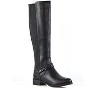 ESSEX GLAM New Womens Flat Low Heel Knee High Ladies Zip Buckle Stretch Leg Calf Boots Size