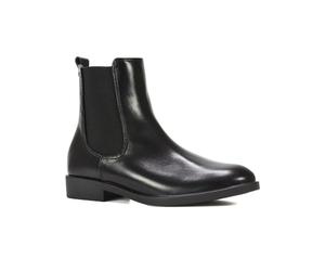 ESSEX GLAM Women's Ankle Boots Ladies Flat Chelsea Pixie Elastic Gusset Synthetic Leather Pull On Booties Size 3-8
