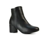 ESSEX GLAM Womens Ankle Boots Ladies Low Block Heel Zip Up Black Booties Size 3-8