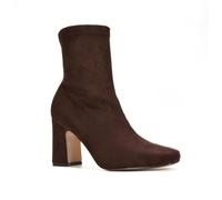 ESSEX GLAM Womens Ankle Boots Ladies Stretch Leg Block Mid Low Heel Sock Chelsea Shoe Booties Size 3-8