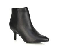 ESSEX GLAM Womens Ankle Boots Low Mid Kitten Heels Ladies Zip Pointy Booties Shoes Size (Black Synthetic Leather, 3)