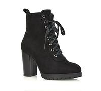 ESSEX GLAM Womens Block Heel Ankle Boot Ladies Lace Up Heeled Biker Booties Size 3-8