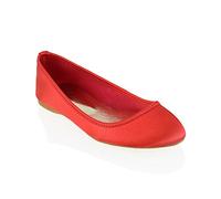 ESSEX GLAM Womens Bridal Shoes Satin Flower Girl Ladies Wedding Prom Satin Flat Pumps Size 3-9