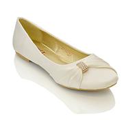 ESSEX GLAM Womens Bridal Wedding Satin Pumps Ladies Slip ON Prom Bridesmaid Pumps Shoes Size 3 4 5 6 7 8 (UK 8 / EU 41 / US 10, Ivory Satin)