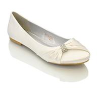 ESSEX GLAM Womens Bridal Wedding Satin Pumps Ladies Slip ON Prom Bridesmaid Pumps Shoes Size 3 4 5 6 7 8 9 (UK 9 / EU 42 / US 11, White Satin)