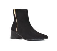 ESSEX GLAM Women's Chelsea Ankle Boots Ladies Black Faux Suede Low Block Heel Square Toe Zip Biker Booties Size 4