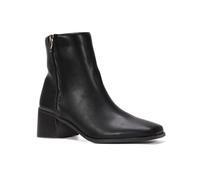 ESSEX GLAM Women's Chelsea Ankle Boots Ladies Low Block Heel Square Toe Zip Biker Booties Size 3-8