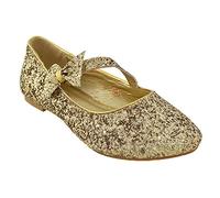 ESSEX GLAM Womens Flat Bridal Shoes Ballet Ladies Slip On Ballerina Dolly Bow Glitter Bridesmaid Pumps Size 3-9